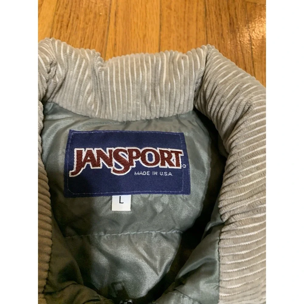 Jansport Vintage Goose Down Puffer Vest Corduroy Collar Womens Large